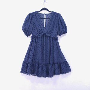 B. Darlin Formal Mini Dress Junior's 1/2 Prom Puff Sleeve Ruffle Babydoll